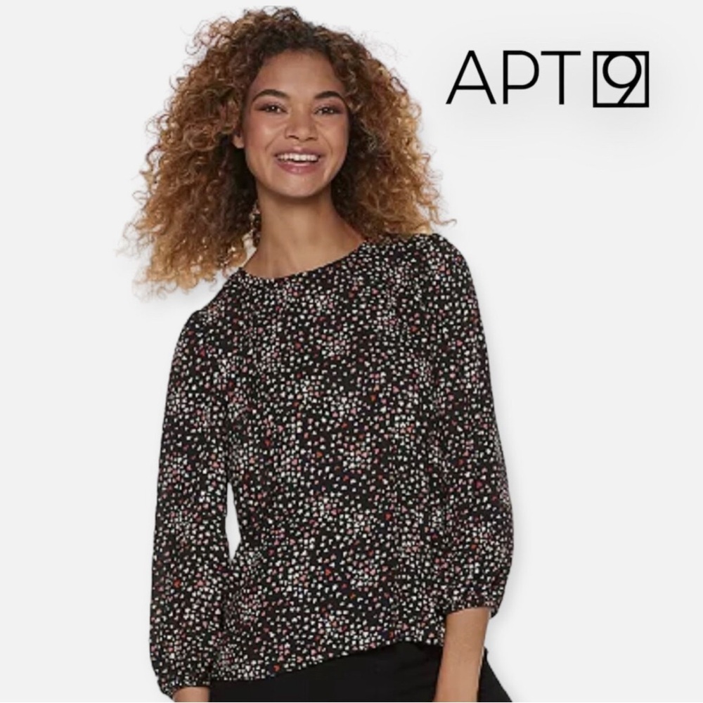 APT 9 MINI HEART BLOUSE PETITE SMALL - Picture 1 of 9